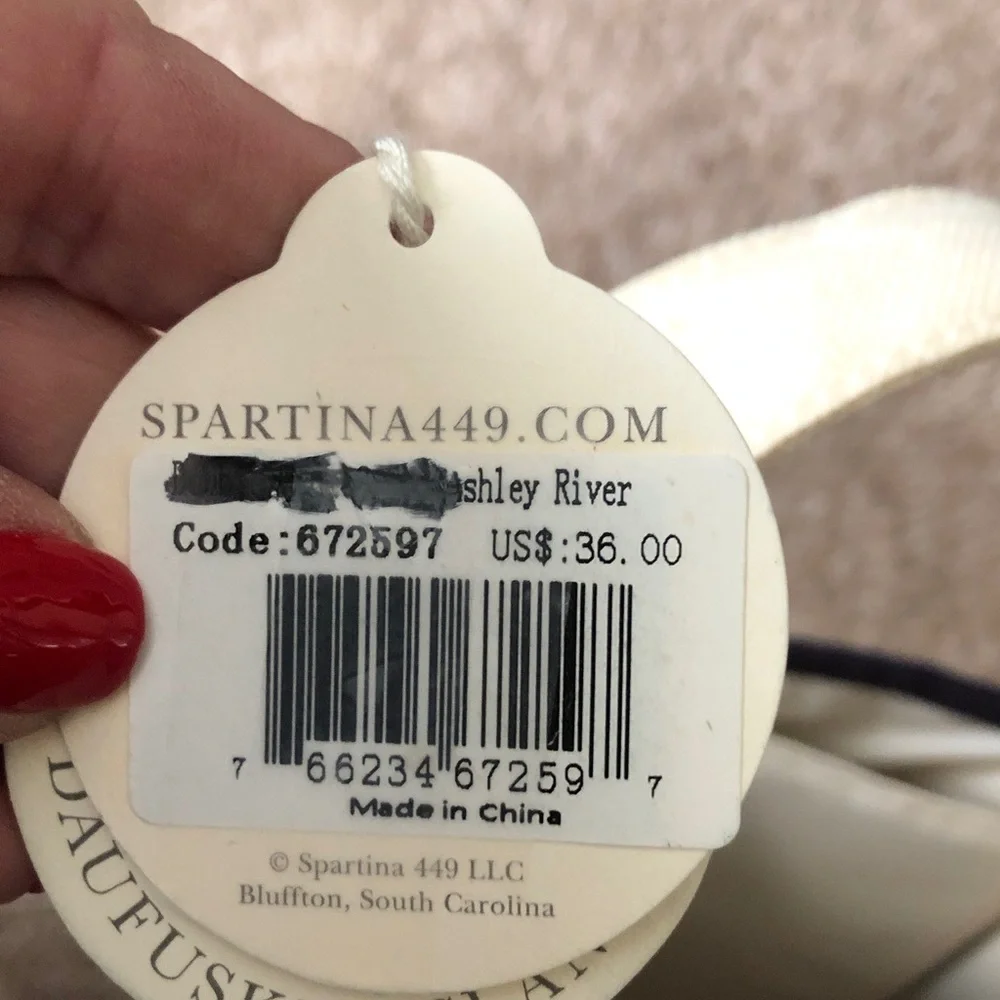 Spartina 449 Double Wine Caddy Ashley River navy blue/off white linen New - Picture 9 of 10